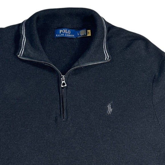 Polo Ralph Lauren Quarter Zip Sweater Mens L Gray Pullover Knit - Picture 1 of 12